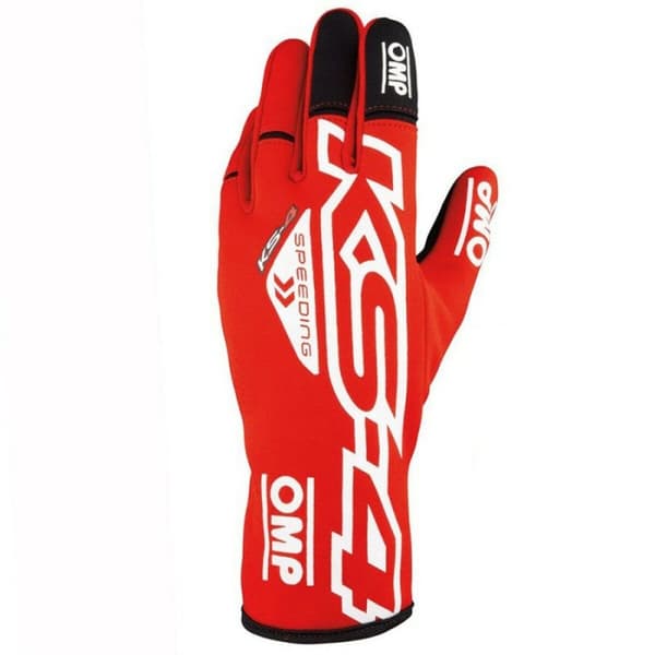 Karting Gloves OMP KS-4 Hvid Rød - L