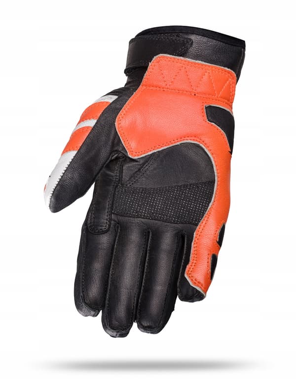 WOLF LÄDER MC HANDSKAR BANDIT SVART VIT ORANGE L