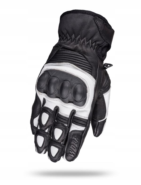 WOLF LÄDER MC HANDSKAR BANDIT SVART VITA L