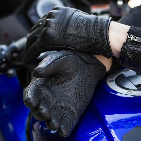 WOLF LETTE STÆRKE LÆDER MOTORCYKELHANDSKER SORT M