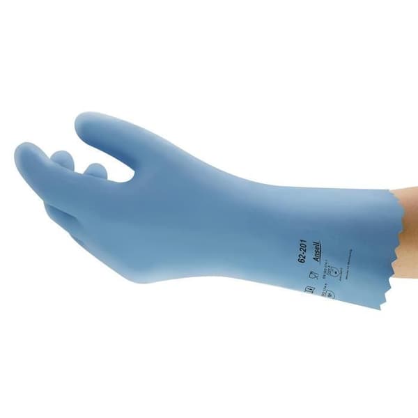 Ansell AlphaTec 62-201 Engångshandskar i Latex, Kemisk och Mekanisk Skydd, Hög Komfort och Mjukhet, Industriellt skydd, Blå, Storlek