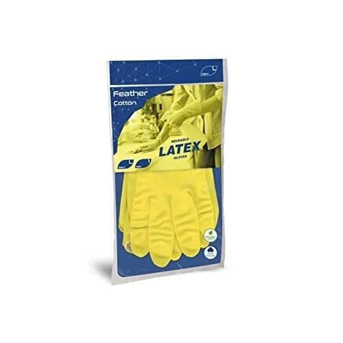 REFLEXX FJÄDER BOMULL, ÅTERANVÄNDBARA LATEX PLYSHANDSKAR, 40,0