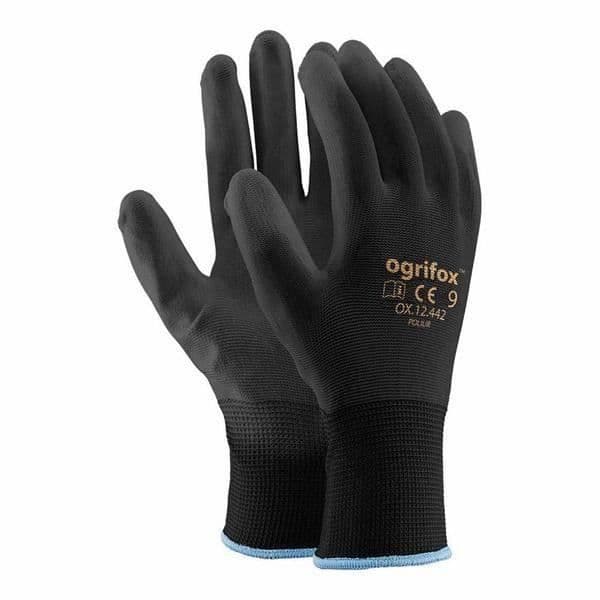 Ogrifox OX.12.442 Paket med 24 skyddshandskar Svarta 9 storlekar - OX-POLIURBB9