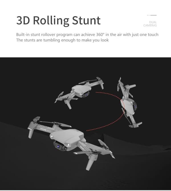 NYR Pro2 RC Mini Drone 4K Dualkamera grå