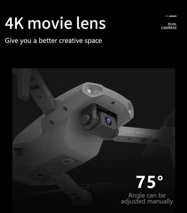 NYR Pro2 RC Mini Drone 4K Dualkamera grå