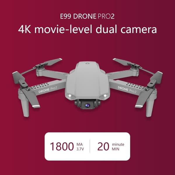 NYR Pro2 RC Mini Drone 4K Dualkamera grå