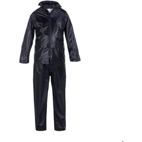 Marinblå PVC dubbelbelagd jacka och byxor regnset TXL - RNDB-XL