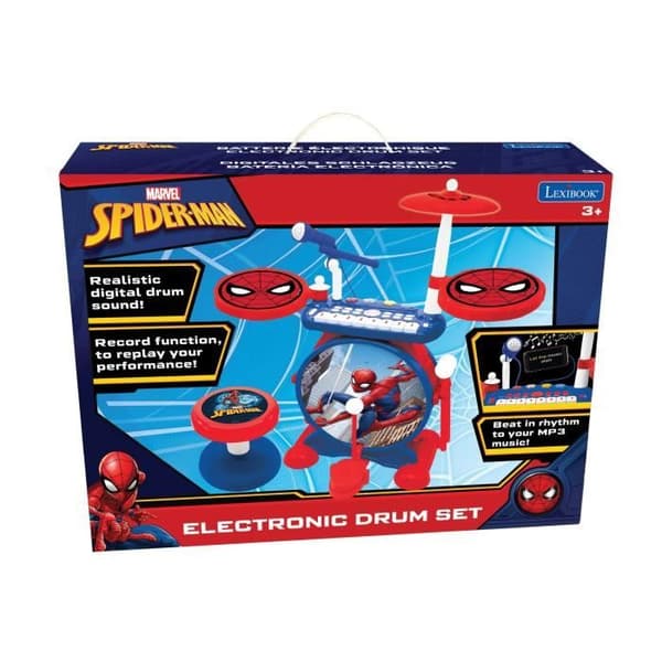 SPIDER-MAN Komplett elektroniskt trumset med tangentbord, cymbaler och pall - LEXIBOOK