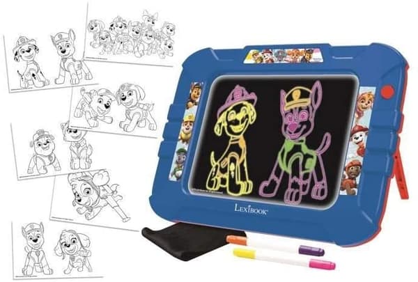 Lexibook - Paw Patrol Neon Luminous Drawing Board with pens and templates (CRNEOPA) Blå
