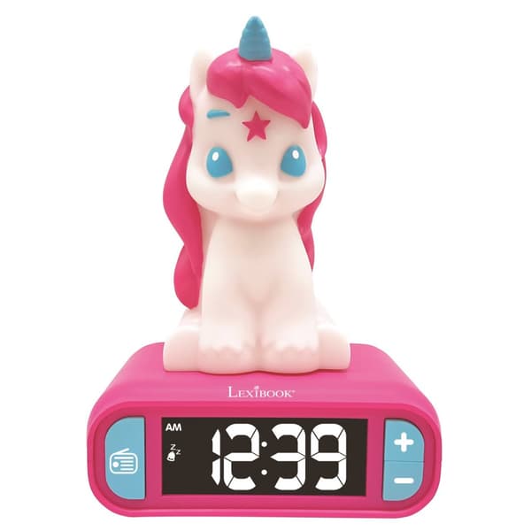 Lexibook - Alarm Clock with Unicorn Night Light with 3D design and sound effects (RL800UNI)