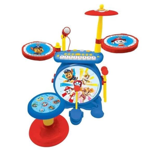 PAT PATROUILLE - Komplett 3 i 1 elektroniskt lysande trumset - tangentbord, cymbaler och pall
