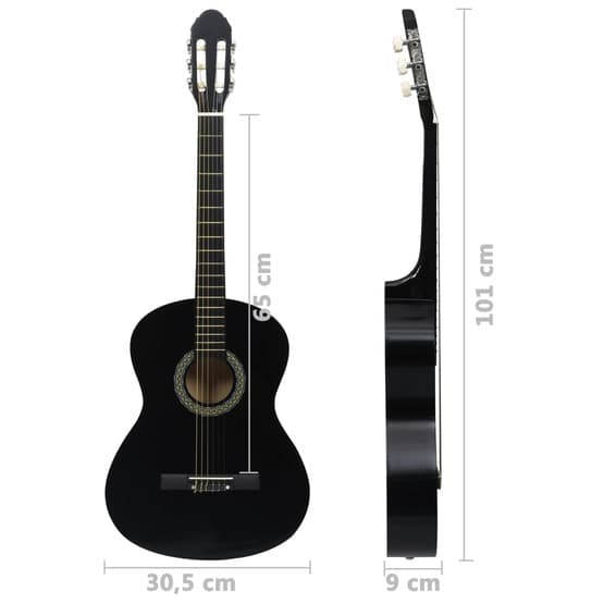 Gitarr För Nybörjare Klassisk Svart 4/4 39" Amerikansk Lind