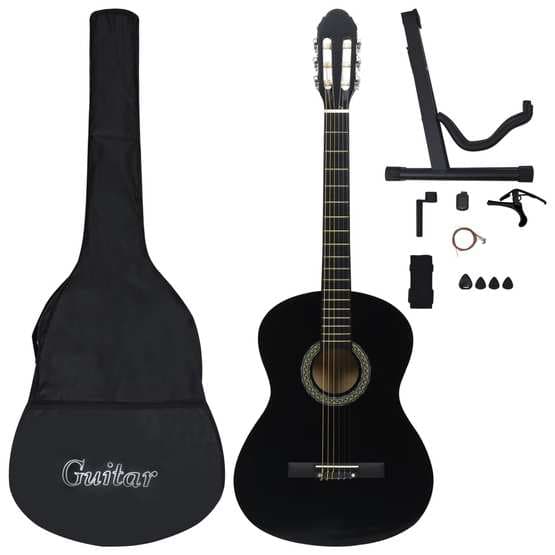 Klassisk Gitarr 12 Delar Svart 4/4 39"
