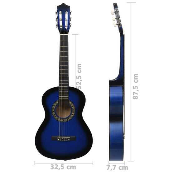 Gitarr För Nybörjare Och Barn Klassisk Blå 1/2 34"