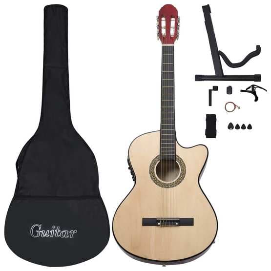 Gitarr 12 Delar Med Eq-Pedal 6 Och Strängar Western