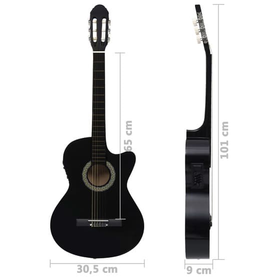 Akustisk Westerngitarr Med Cutaway Eq-Pedal Och 6 Strängar Svart