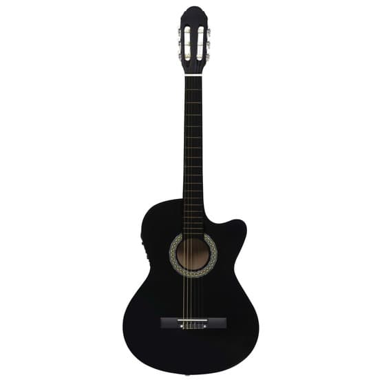 Akustisk Westerngitarr Med Cutaway Eq-Pedal Och 6 Strängar Svart