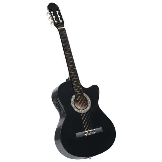 Akustisk Westerngitarr Med Cutaway Eq-Pedal Och 6 Strängar Svart