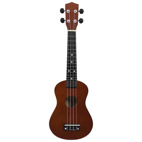 Ukulele Med Väska För Barn Sopran Mörkt Trä 23"
