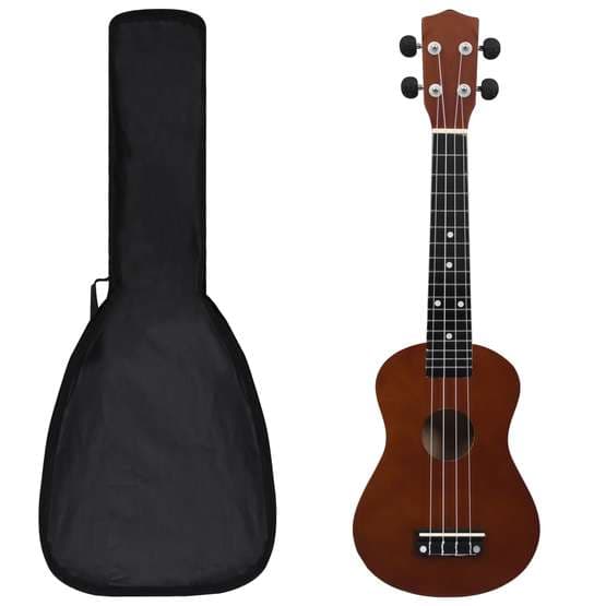 Ukulele Med Väska För Barn Sopran Mörkt Trä 23"