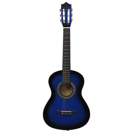 Gitarr För Nybörjare Och Barn Med Fodral Klassisk Blå 1/2 34"