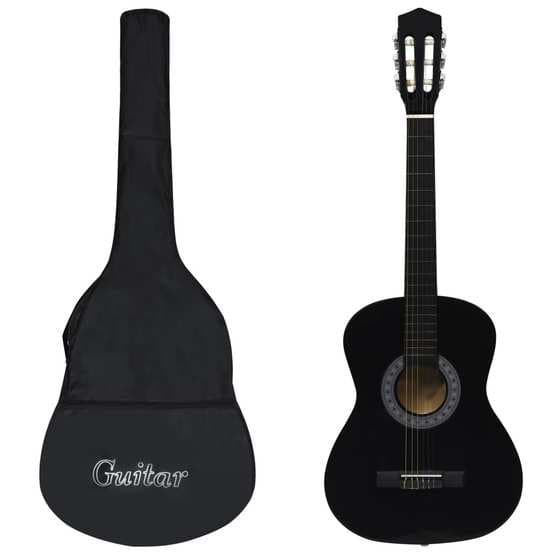 Gitarr För Nybörjare Med Fodral Klassisk Svart 3/4 36"