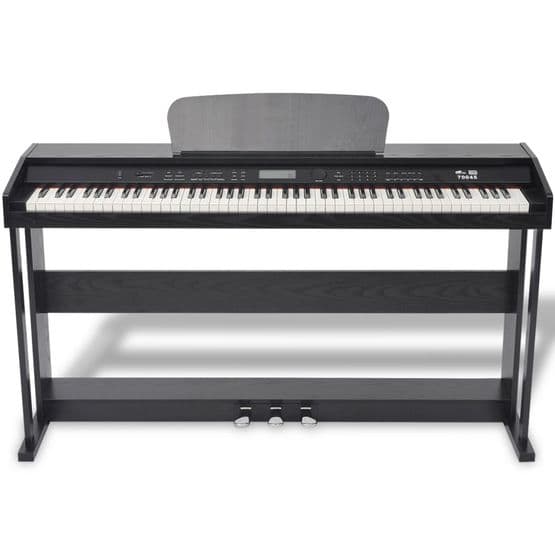 Digitalpiano Med Pedaler Och 88 Tangenter Melaminbräda Svart