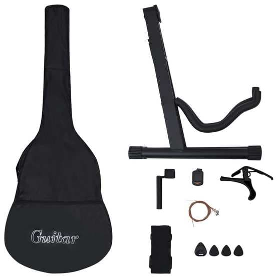 Akustisk Gitarr 12 Delar Med 6 Strängar Western Svart 38"