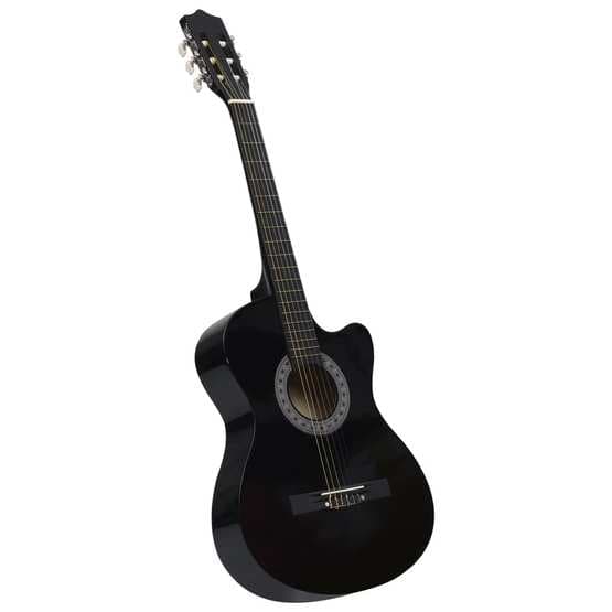 Akustisk Gitarr 12 Delar Med 6 Strängar Western Svart 38"