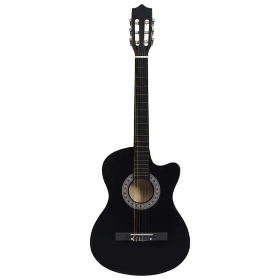 Akustisk Gitarr 12 Delar Med 6 Strängar Western Svart 38"