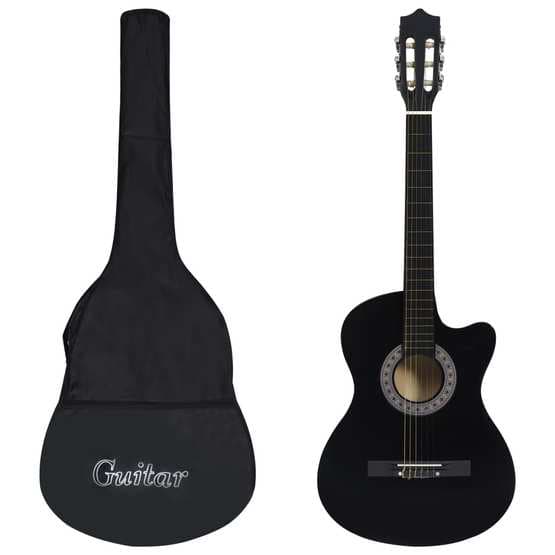 Akustisk Gitarr 12 Delar Med 6 Strängar Western Svart 38"