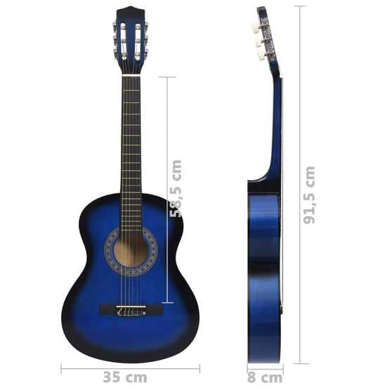 Gitarr För Nybörjare Och Barn Klassisk Blå 3/4 36"
