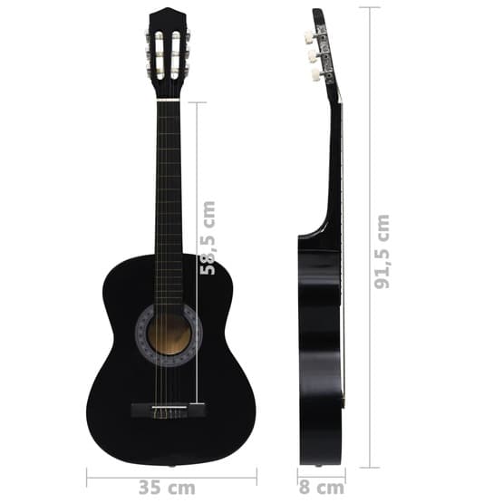 Gitarr För Nybörjare Och Barn Klassisk Svart 3/4 36"