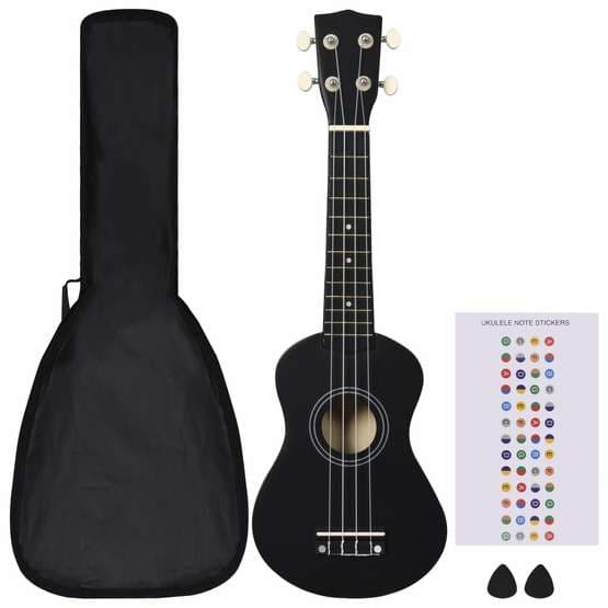 Sopranukulele Med Väska För Barn Sopran Svart 21"