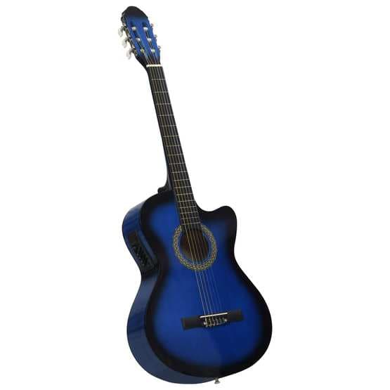 Gitarr Western 12 Delar Med Eq-Pedal Och 6 Strängar Blå