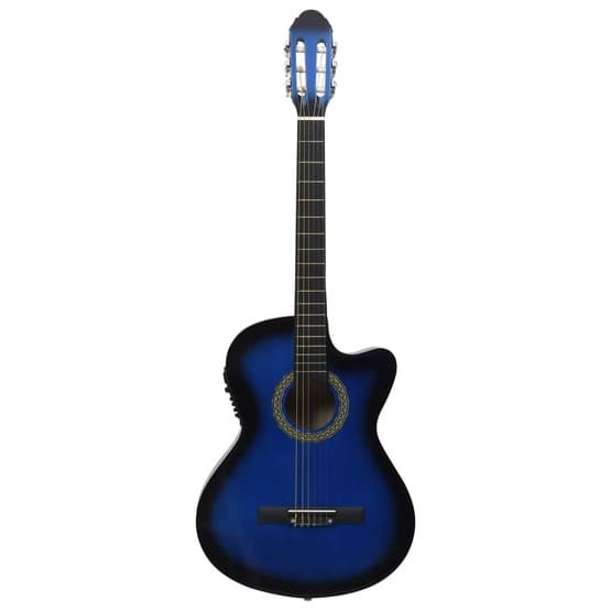 Gitarr Western 12 Delar Med Eq-Pedal Och 6 Strängar Blå