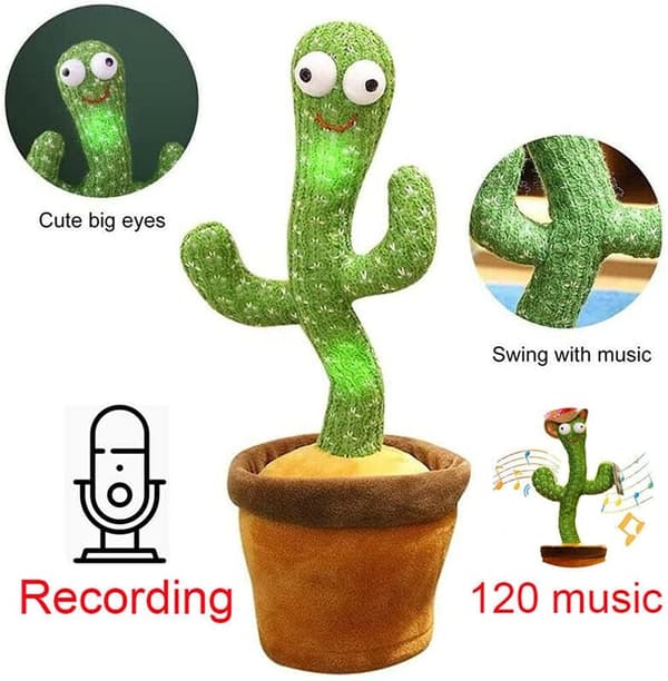 Nyligt opdateret Dancing and Singing Cactus LED med 120 sange, efterligne og danse