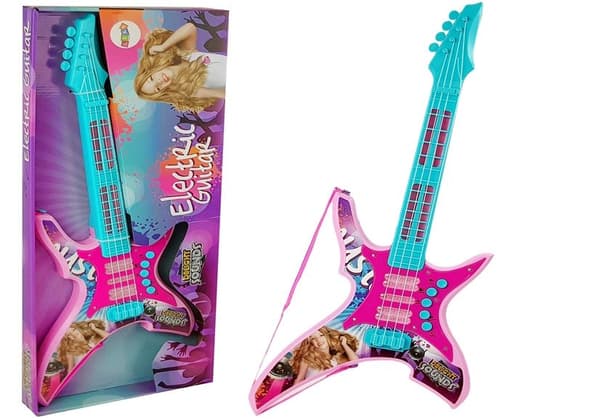Elektrisk guitar med lys og lyde, Pink, 62 cm
