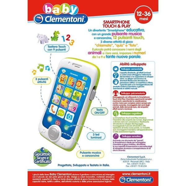 Clementoni Smartphone Touch &amp; Play Toy, Flerfärgad, 14969