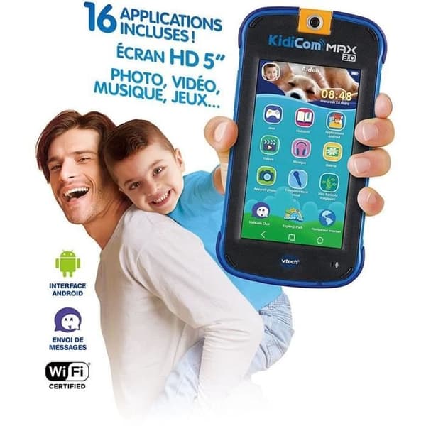 VTECH - Kidicom Max 3.0 - Högpresterande bärbar dator för barn - 16 applikationer/spel - 8 GB - Blå