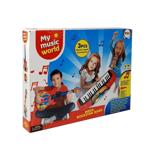 Musikset Med Gitarr, Keyboard Och Mikrofon