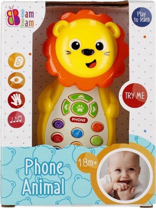Telefon leksak barn Bambam - NK-743 - BAM BAM MUSIKALISK LEJON TELEFON B/O 12X16X7 96/192