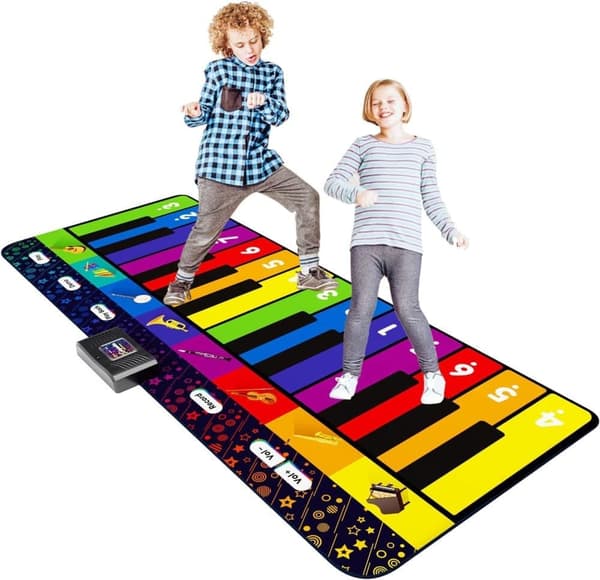 OBOSOE Pianomatta - Musikaliskt tangentbord som golvmatta Pedagogisk musikalisk leksak, interaktiv musikalisk present för pojkar och flickor 3-9 år