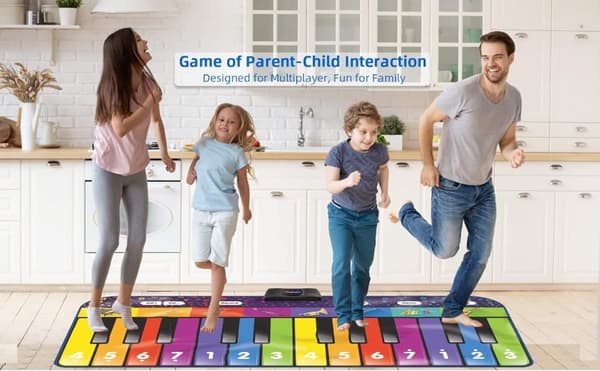 OBOSOE Pianomatta - Musikaliskt tangentbord som golvmatta Pedagogisk musikalisk leksak, interaktiv musikalisk present för pojkar och flickor 3-9 år