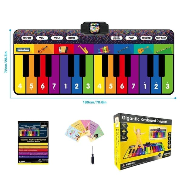 OBOSOE Pianomatta - Musikaliskt tangentbord som golvmatta Pedagogisk musikalisk leksak, interaktiv musikalisk present för pojkar och flickor 3-9 år