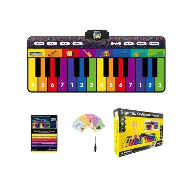 OBOSOE Pianomatta - Musikaliskt tangentbord som golvmatta Pedagogisk musikalisk leksak, interaktiv musikalisk present för pojkar och flickor 3-9 år