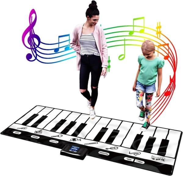 OBOSOE Pianomatta - Musikaliskt tangentbord som golvmatta Pedagogisk musikalisk leksak, interaktiv musikalisk present för pojkar och flickor 3-9 år
