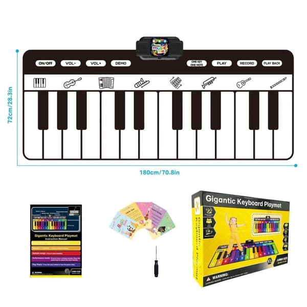 OBOSOE Pianomatta - Musikaliskt tangentbord som golvmatta Pedagogisk musikalisk leksak, interaktiv musikalisk present för pojkar och flickor 3-9 år