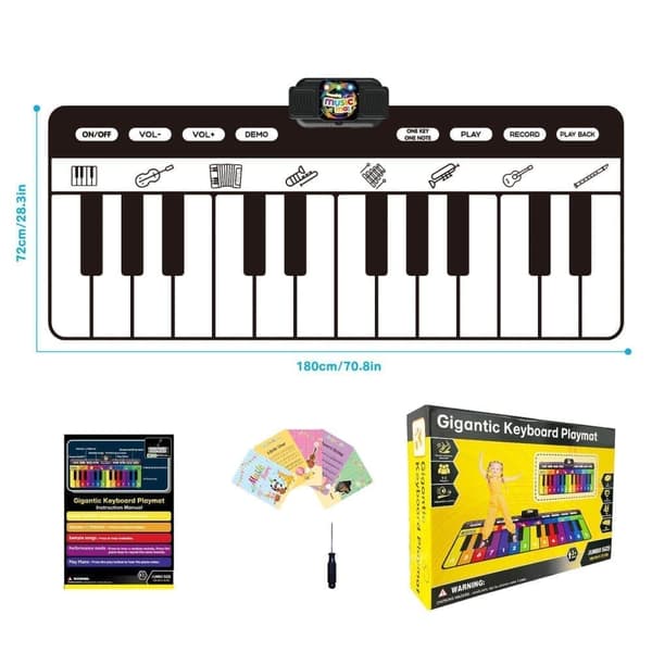 OBOSOE Pianomatta - Musikaliskt tangentbord som golvmatta Pedagogisk musikalisk leksak, interaktiv musikalisk present för pojkar och flickor 3-9 år