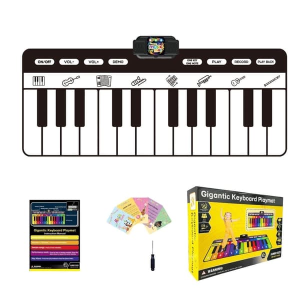 OBOSOE Pianomatta - Musikaliskt tangentbord som golvmatta Pedagogisk musikalisk leksak, interaktiv musikalisk present för pojkar och flickor 3-9 år